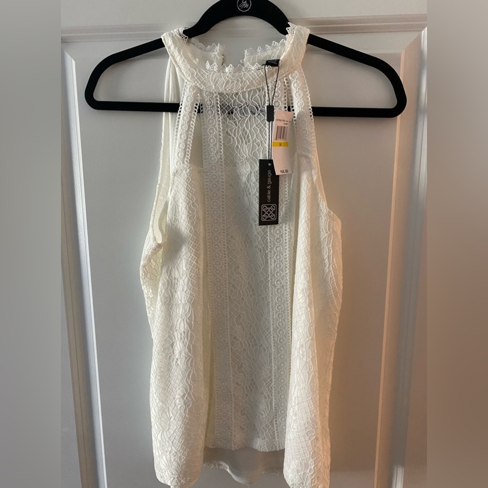 Lacy white halter blouse- new